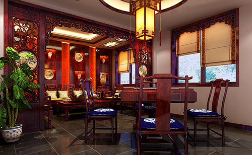 夏河古典中式风格茶楼包间设计装修效果图